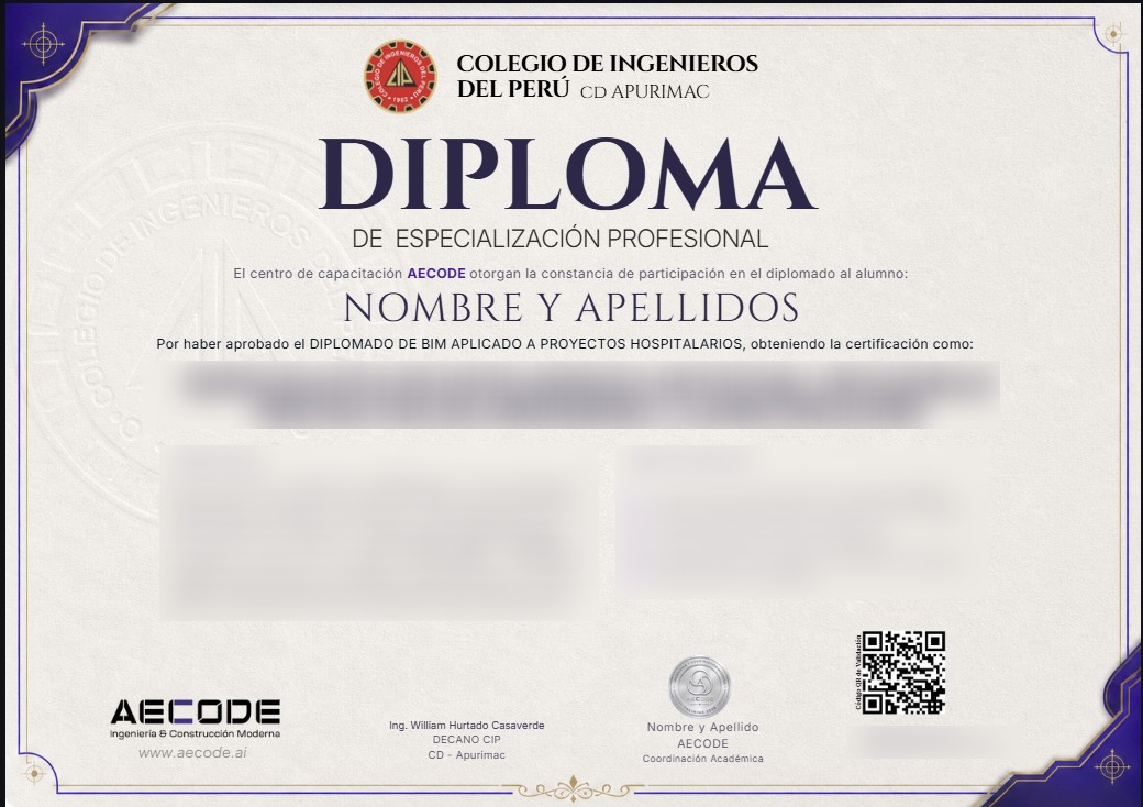 Modelo referencial: Diploma del Colegio de Ingenieros del Perú · CD Apurímac