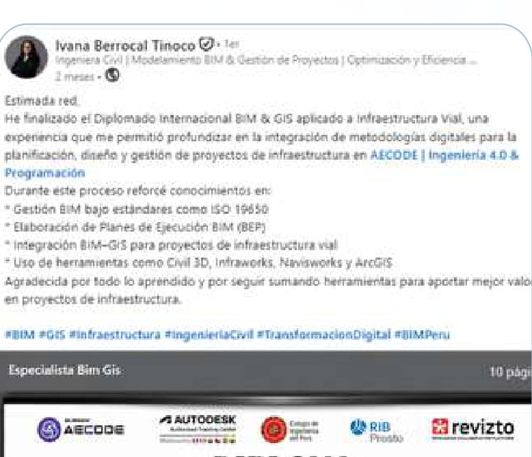 Publicación de LinkedIn de Ivana Berrocal sobre el diplomado